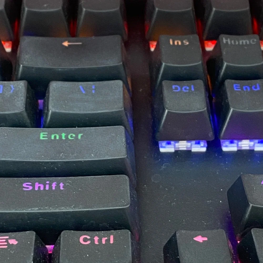 Black Backlit Mechanical Keyboard Keycaps with Multicolor Legends